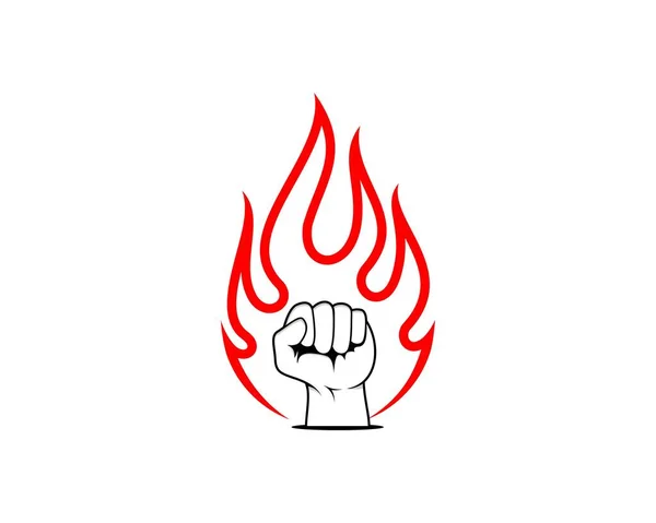 Faust Mit Feuerflammen Logo — Stockvektor