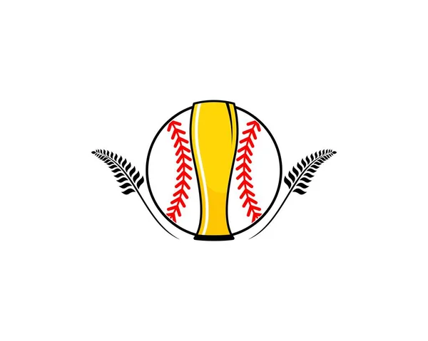 Pallone Baseball Con Bicchiere Birra Centro — Vettoriale Stock