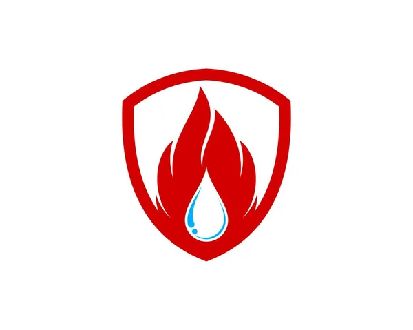 Escudo Simple Con Fuego Agua Interior — Archivo Imágenes Vectoriales