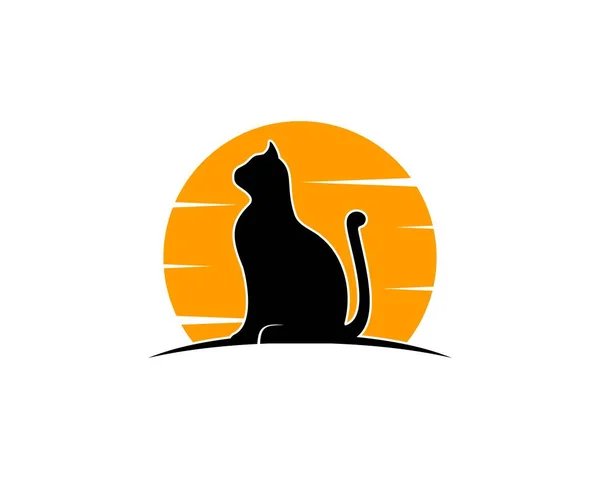 Σκιαγραφία Γατών Στο Λογότυπο Του Ηλιοβασιλέματος — Διανυσματικό Αρχείο