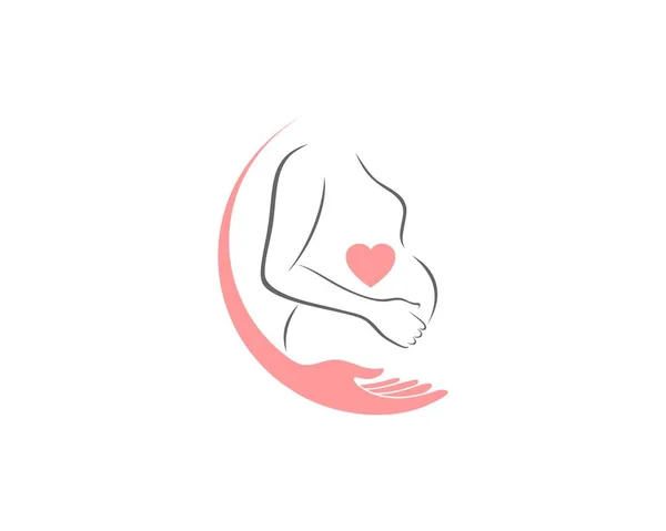 Maman Amour Enceinte Avec Logo Soins Des Mains — Image vectorielle