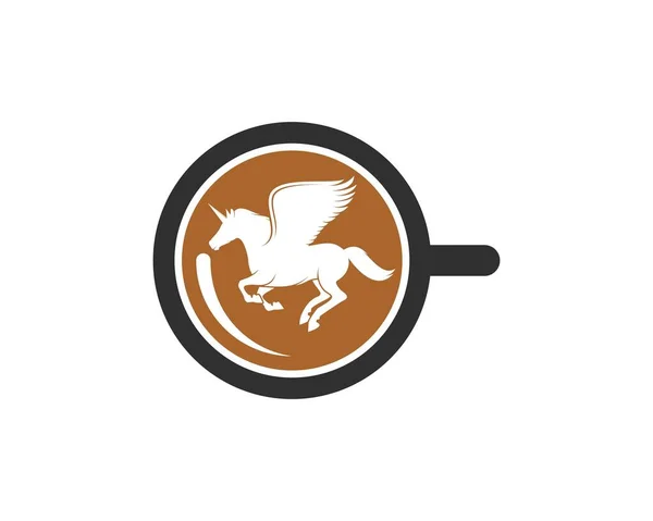 Кофейная Чашка Силуэтом Летящего Единорога Внутри — стоковый вектор