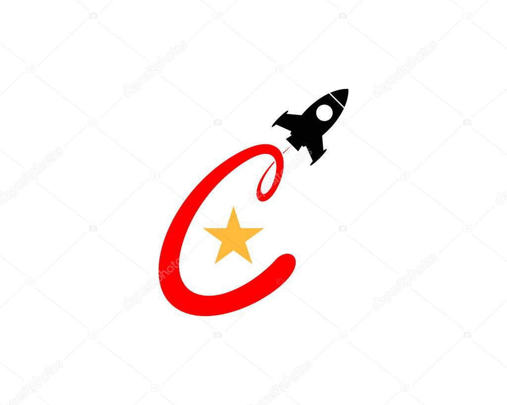 Rocket launch on the C Letter logo