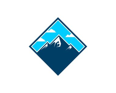 İçinde dağ olan kare şekil.