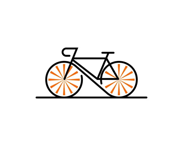 Fiets Met Oranje Straal Het Logo Van Wielillustratie — Stockvector