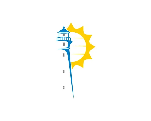 Silhouette Phare Avec Logo Sunrise — Image vectorielle