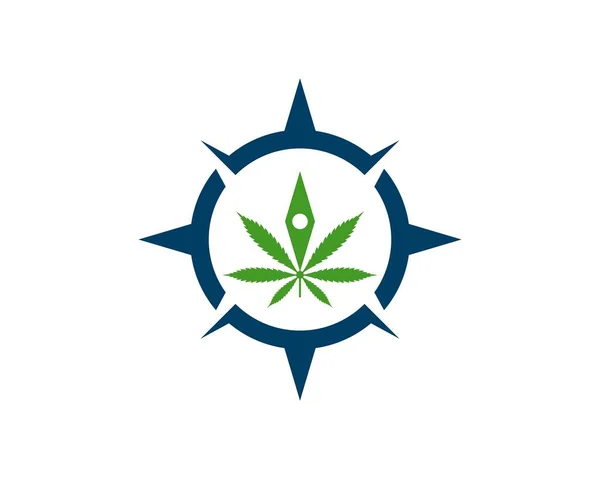Modern Compass Cannabis Leaf Navigation — Stock Vector