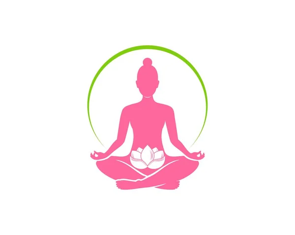 Meditație Feminină Floarea Lotus Mijloc — Vector de stoc