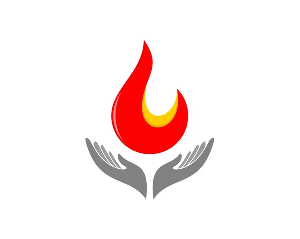 Soins Des Mains Avec Flamme Feu Sur Logo Supérieur — Image vectorielle