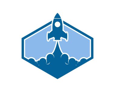 hexagonal shape with rocket gliding inside