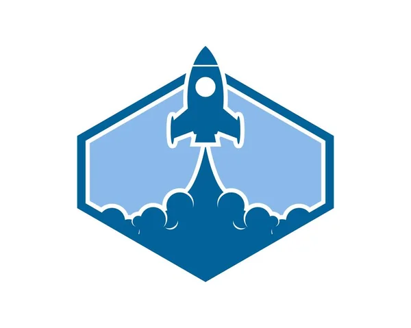 Hexagonal Shape Rocket Gliding — Vetor de Stock