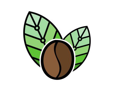 İçinde kahve çekirdeği olan bir yaprak.