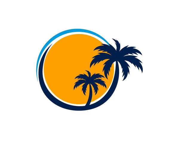 Palmier Avec Ciel Coucher Soleil — Image vectorielle