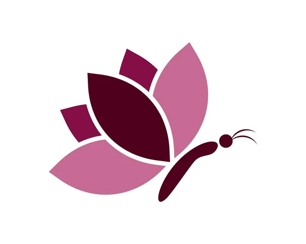 Fleur Avec Ailes Papillon Violet — Image vectorielle