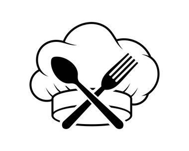 İçinde çatal ve kaşık olan şef şapkası.