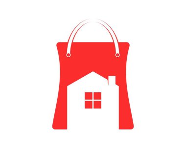 İçinde ev olan alışveriş çantası.