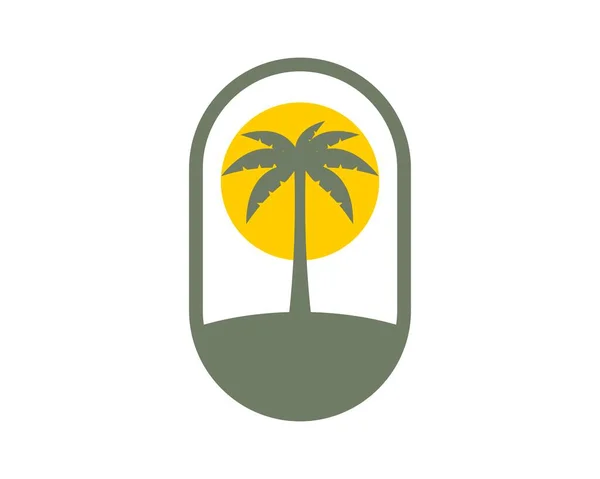 Forme Ovale Avec Palmier Intérieur — Image vectorielle