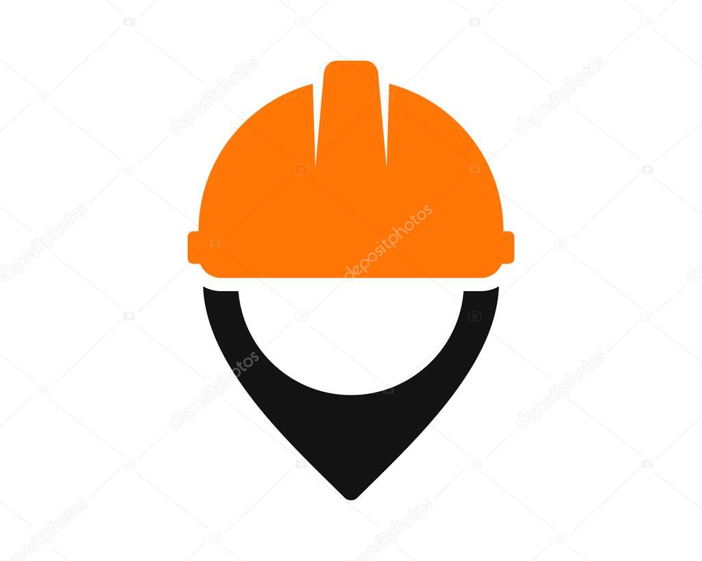Building hat with location pin shape