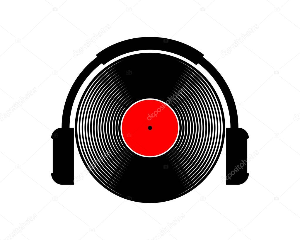 Headphone shape with vinyl inside