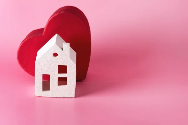 Home Sweet Home Home Symbol Mit Herz Rosa Hintergrund Kopierraum — Stockfoto
