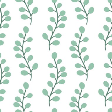 Dallardan kopmuş kusursuz bir desen. Kış tatili ve doğal botanik amaçlar için uygun. Nesneler beyaz bir arkaplanda yer almaktadır.