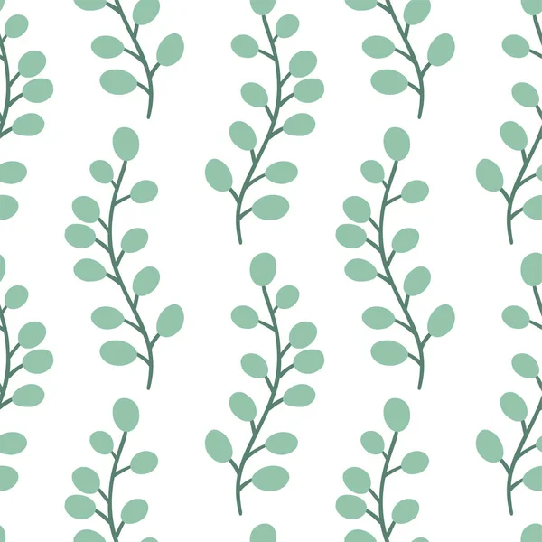 Illustration of a seamless pattern from branches. Suitable for winter holidays and natural botanical motives. The objects are located on a white background. — Vettoriale Stock