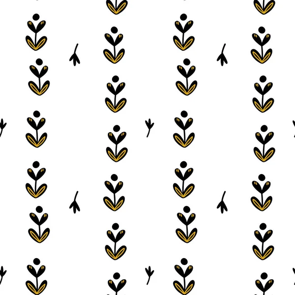 Εικονογράφηση Ενός Βοτανικού Μοτίβου Χωρίς Ραφή Λουλούδια Φύλλα Κλαδιά Στυλ — Διανυσματικό Αρχείο