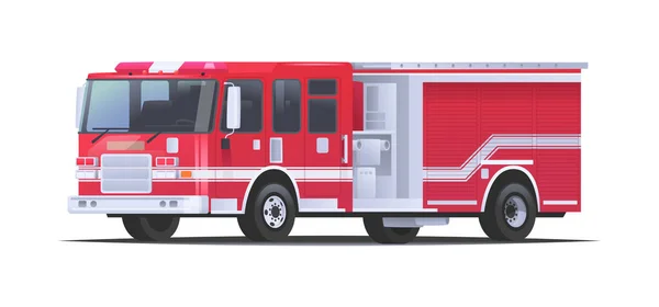 消防车红色轿车与警笛 白色背景的消防车卡通风格的矢量图解 — 图库矢量图片