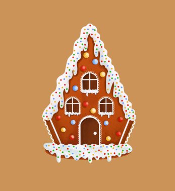 Kartpostal için Noel zencefilli kurabiye evi çizimi