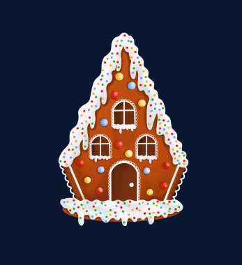 Kartpostal için Noel zencefilli kurabiye evi çizimi