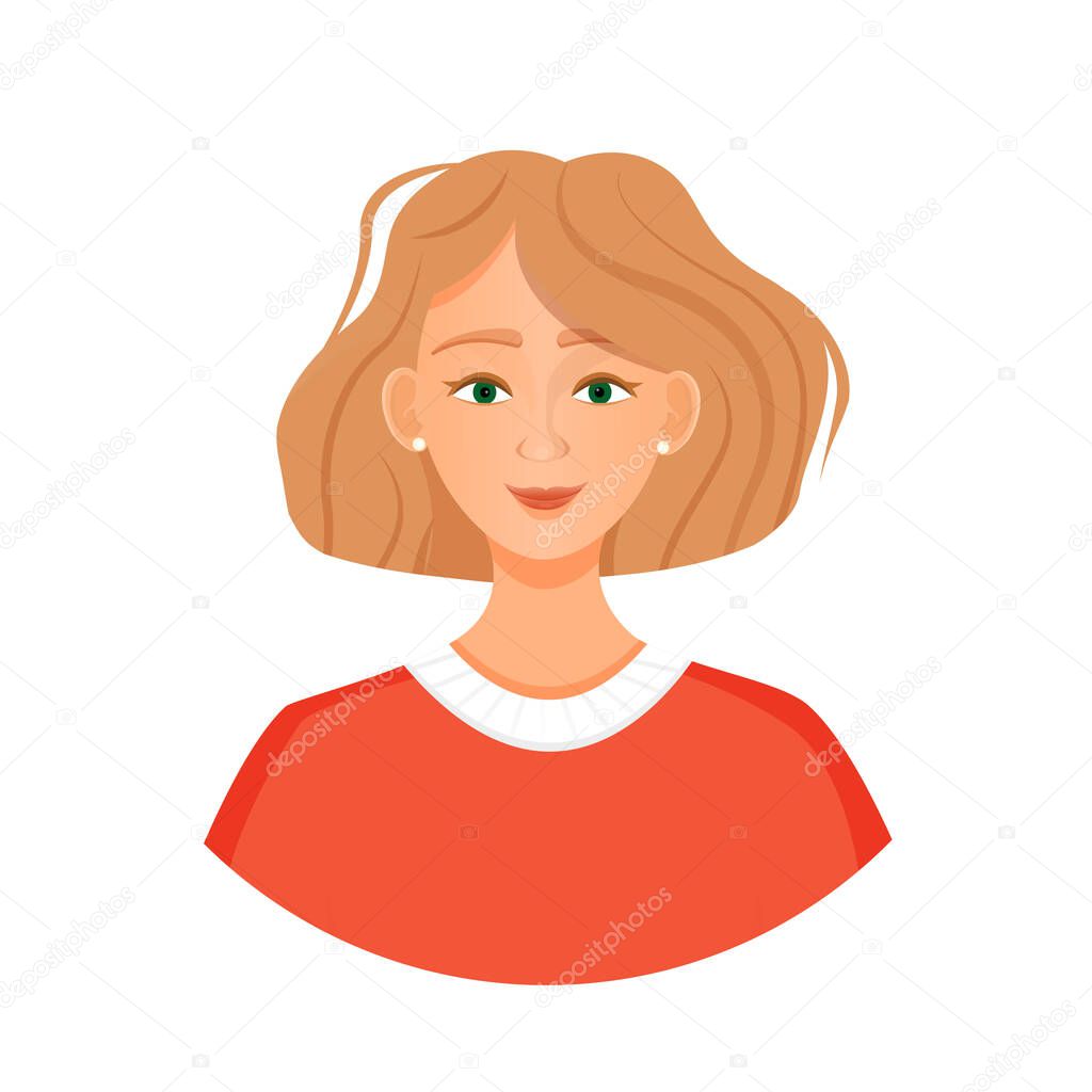 Blond woman avatar. Portrait of a young girl. Vector illustration of a face
