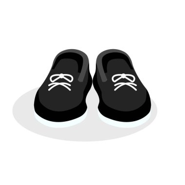 İzole edilmiş arka planda siyah spor ayakkabılar. Parlak ayakkabıların vektör çizimi. Düz tasarım