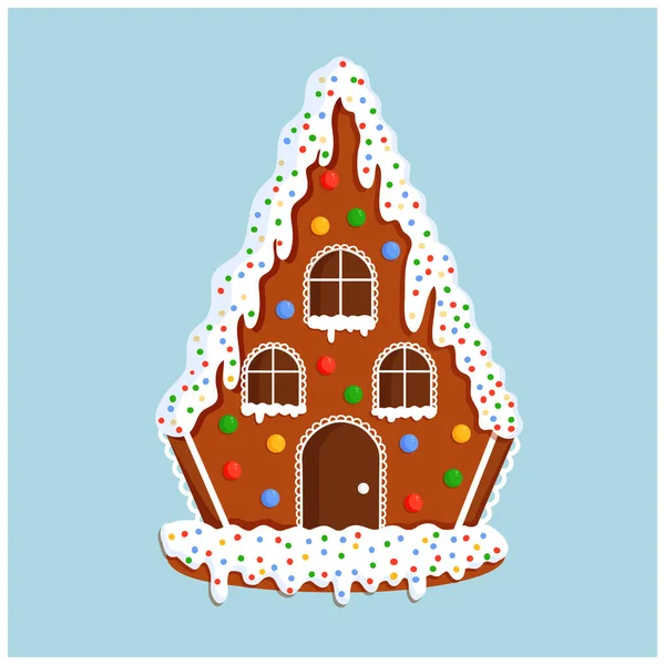 Illustrazione Della Casa Pan Zenzero Natale Con Dolci Cartolina Banner — Vettoriale Stock
