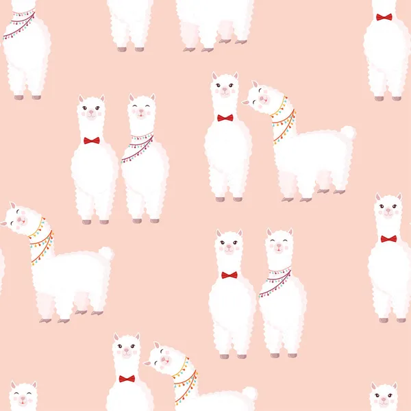 Patrón Sin Costuras Con Llamas Enamoradas Sobre Fondo Rosa Ilustración — Vector de stock