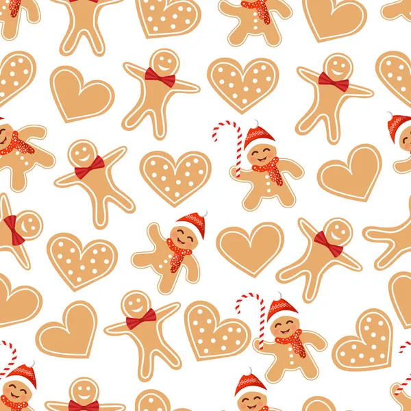 Weihnachtliche Textur Mit Lebkuchen Plätzchen Und Süßigkeiten Vektorillustration Von Frohe — Stockvektor
