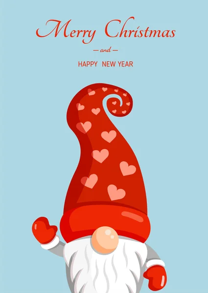 Ilustrasi Gnomeon Natal Latar Belakang Terisolasi Untuk Kartu Pos Spanduk - Stok Vektor
