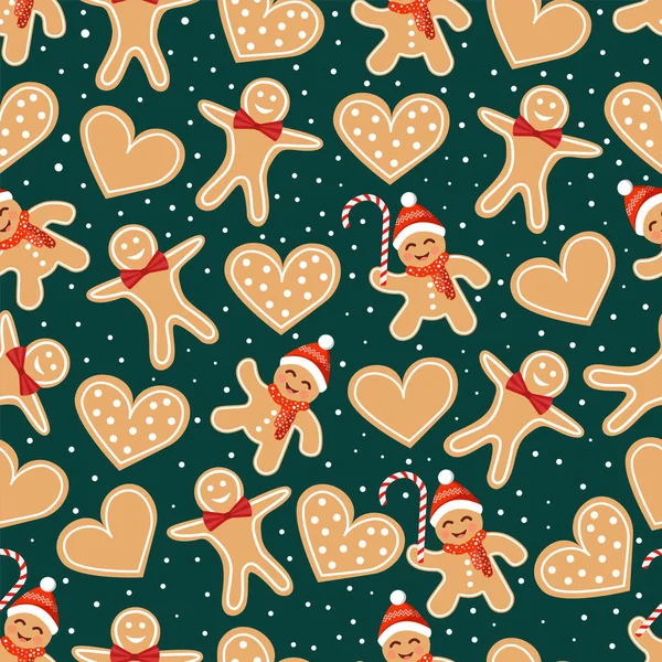 Weihnachtliche Textur Mit Lebkuchen Plätzchen Und Süßigkeiten Vektorillustration Von Frohe — Stockvektor