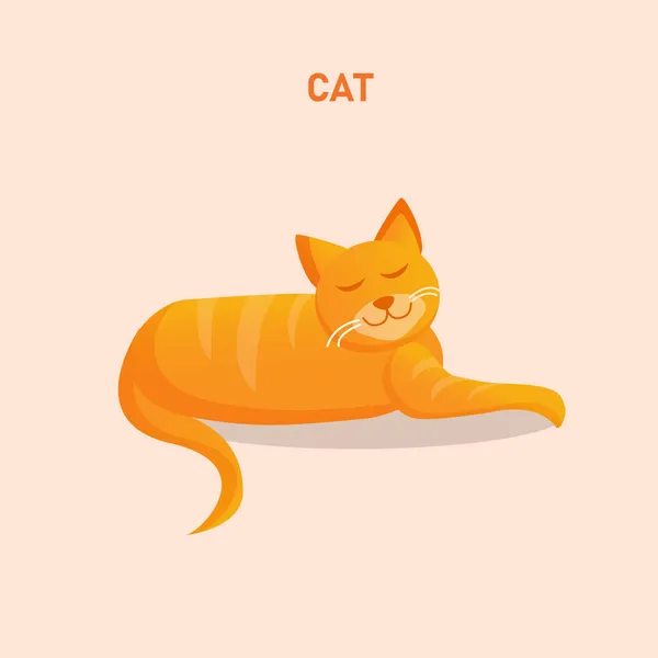 Ginger Lindo Gato Encuentra Fondo Aislado Dibujos Animados Vectoriales Ilustración — Vector de stock