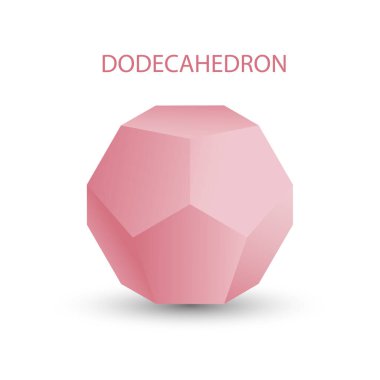 Beyaz arkaplanda, oyunlar, simgeler, ambalaj tasarımları, logo, mobil, ui, web gradyanı olan pembe bir oniki yüzlünün çizimi. Platonik katı