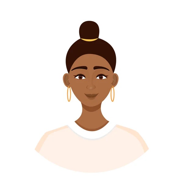 Avatar Wanita Afrika Amerika Potret Seorang Gadis Muda Vektor Ilustrasi - Stok Vektor