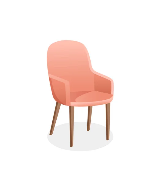 Vektor-Illustration eines Heimsessels für den Innenraum. Gemütlicher rosafarbener Sessel auf isoliertem weißem Hintergrund. Moderne Möbel für Wohnzimmer, Schlafzimmer, Lobby. Symbol, Element — Stockvektor