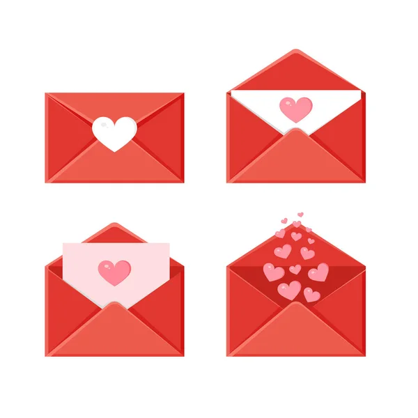 Conjunto Sobres Vacaciones Mensaje Amor Carta Amor San Valentín Para — Vector de stock