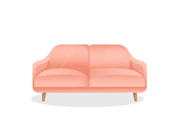白を基調とした快適な高級ピンクのソファ インテリアデザインのためのスタイリッシュな家庭用ソファのベクトルイラスト モダンな家具 アイコン — ストックベクタ