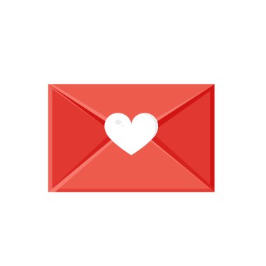 Kalpli bir zarf çizimi. Aşk mesajı. Sevgililer günü aşk mektubu, kartpostal, poster, baskı, tatil kartı.