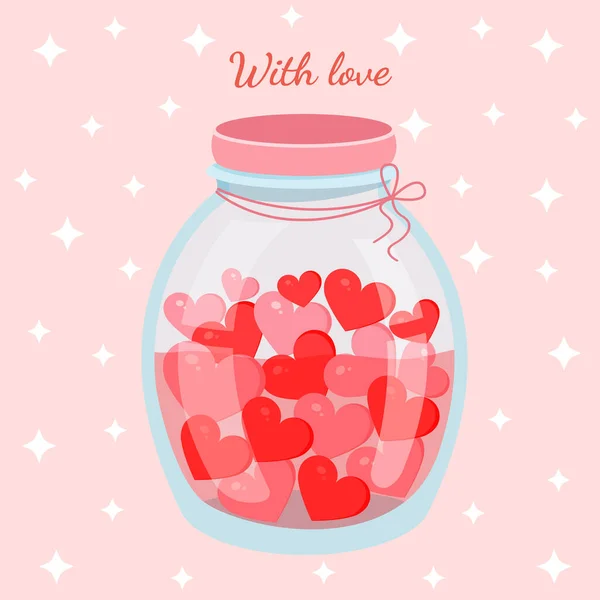 Kendi Romantis Dengan Hati Ilustrasi Vektor Guci Untuk Hari Kasih - Stok Vektor
