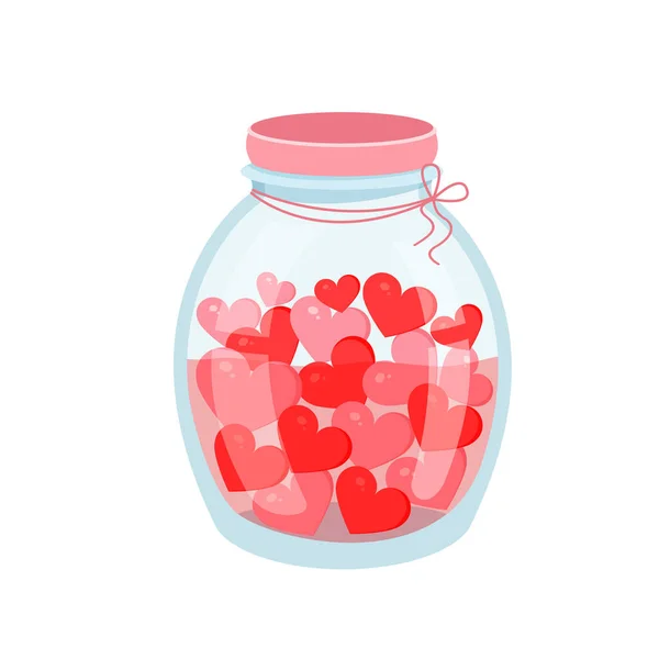 Romantic Jar Hearts Vector Illustration Jar Valentine Day Postcard Textile — Stock Vector