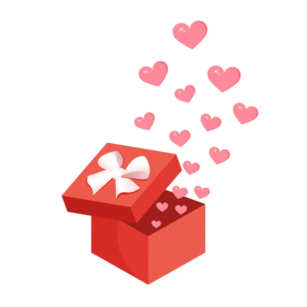 Caja Regalo Con Globos Forma Corazones Ilustración Vectorial Para Día — Vector de stock