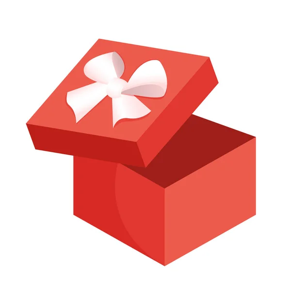 Caja Roja Regalo Con Lazo Ilustración Vectorial Para Día San — Vector de stock