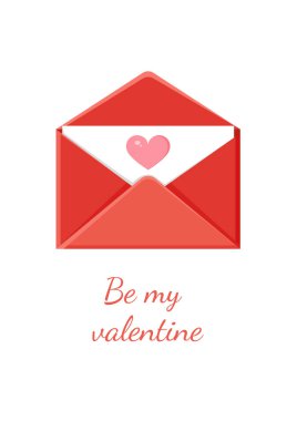 Zarflı bir tebrik kartı. Aşk mesajı. Sevgililer Günü için aşk mektubu. Poster, baskı, tatil kartı.