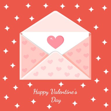Zarflı bir tebrik kartı. Aşk mesajı. Sevgililer Günü için aşk mektubu. Poster, baskı, tatil kartı.